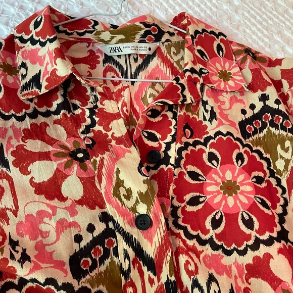 Zara Alesia belted midi print maxi dress | red & black multi floral tribal print - Picture 13 of 14